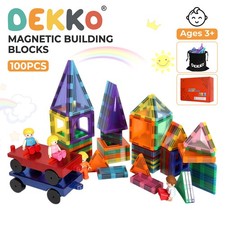 Dekko 100Pcs Magnetic Tiles Building Blocks Kids Educational Construction Toys