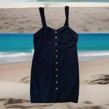 American Eagle Sleeveless Dress Black Button Front With Wide Sraps Size Medium