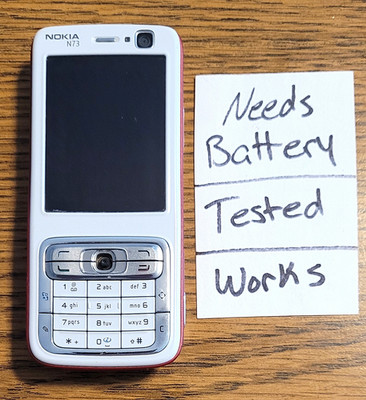 Nokia N73 - White and Red ( Unlocked ) Very Rare GSM Smartphone-Works/Needs Batt