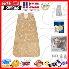 100 Cotton Sleepsack Swaddle, 3-Way Adjustable Wearable Blanket, TOG 1.5, Se...