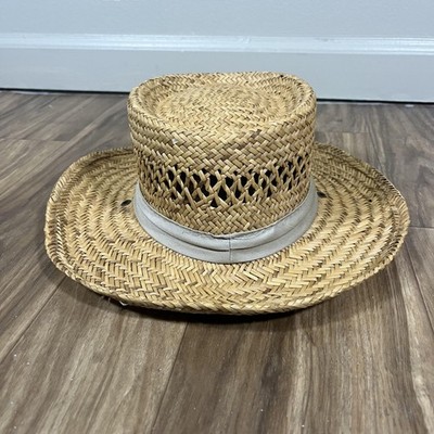 DPC Dorfman Pacific Hat Gambler Straw Natural Vented Crown Brim Western Mens