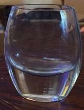 HAND BLOWN THICK CLEAR GLASS VASE 6 VINTAGE
