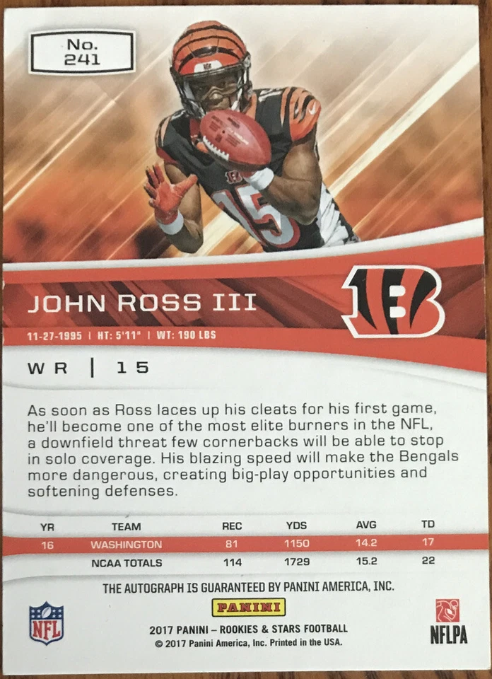 2017 Rookies & Stars Rookies Longevity Signatures Blue John Ross III #’d 40/49 - Image 2 of 3