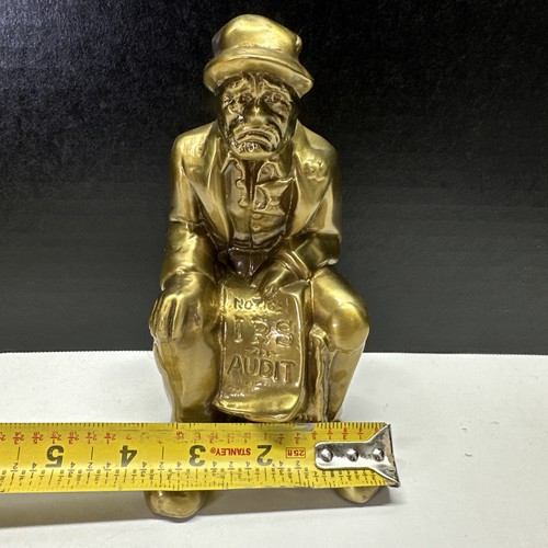 PM Craftsman IRS Audit 6 3/4" Brass Bookend Statute Hobo VTG Collectible - Picture 12 of 12