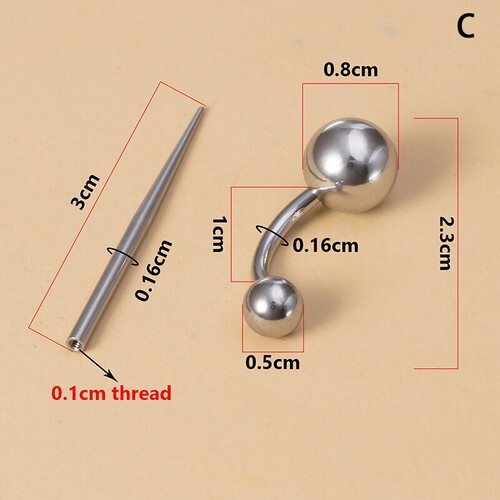 Body Piercing Kit Surgical Steel Threaded Taper Pin Needles Lip Nose Tongue Tool - Bild 21 von 31