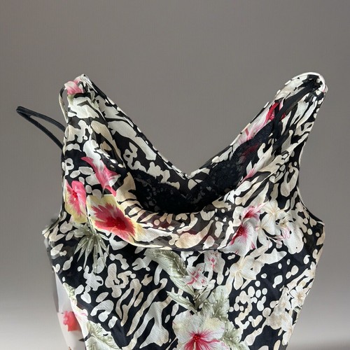 VTG 90s ICE 100% Silk Hawaiian Floral Beaded Maxi Dress w/ Black Lining Size 10 - Picture 8 of 11