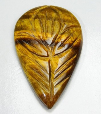 48 CT 100% NATURAL GOLDEN FIRE TIGER EYE CARVED PEAR CABOCHON GEMSTONE C395