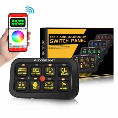 Auxbeam AR-800 RGB 8 Gang Auxiliary Multifunction Switch Panel