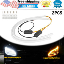 2x 60cm Flexible Amber Turn Signal White Car Drl Daytime Running Led Strip Light 2x 60cm Flexible Amber Turn Signal White Car Drl Daytime Running Led Strip Light