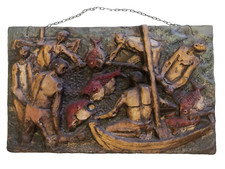 Placca in Terracotta Bassorilievo Firmato Scultore Romagnolo Guerrino Bardeggia