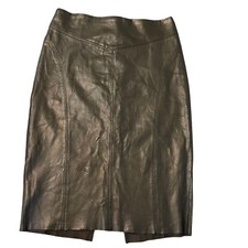 Express Womens Faux Leather Black Pencil Skirt Size 2 With Back Slit