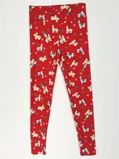 Planet Gold Sleep Leggings Womens Medium Stretch Red Holiday Llama Print