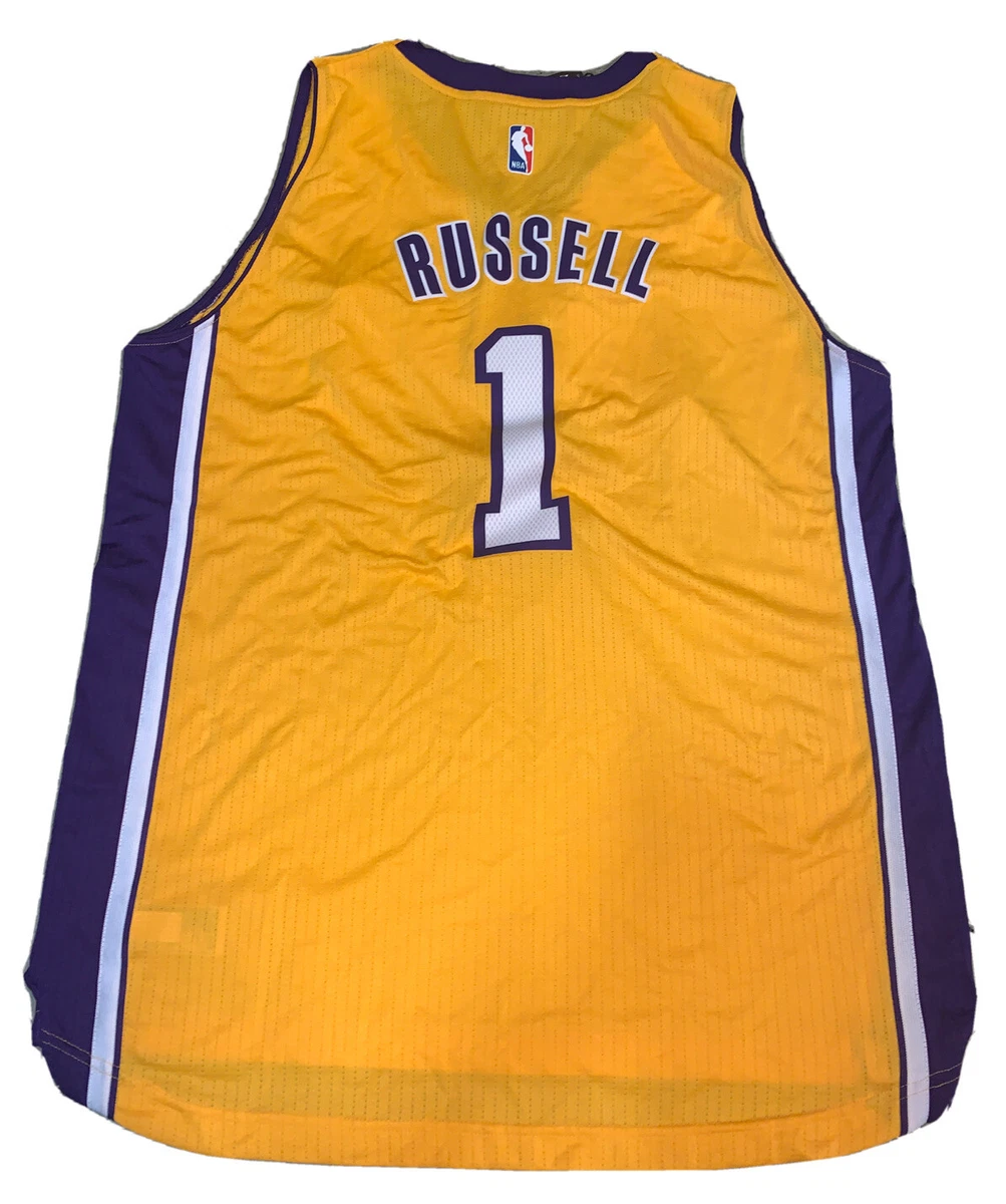 NEW D’Angelo Russell Men Size XL Adidas Los Angeles Laker Yellow Swingman  Jersey