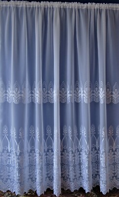 AMELIE EIN EINFACHER WEISSER VOILE MIT EINER TIEFEN 19'' BESTICKTEN BASIS NETZ VORHANG PANEEL 