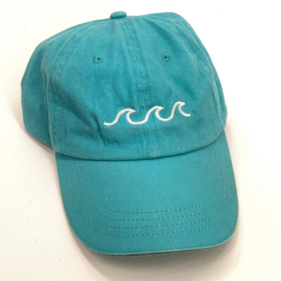 Wave pattern on teal cotton dad cap