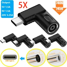 5pcs 65W 7.4mm Laptop Charger Converter USB Type C Power Charging Cable Adapter