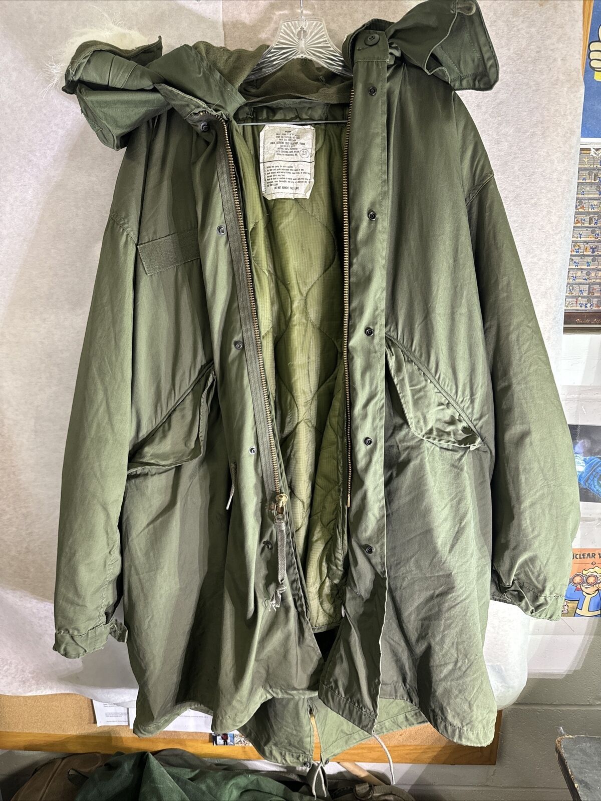 Us Military Vintage M65 Fishtail Parka with Hood and Liner Size