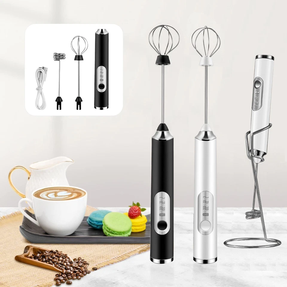 Espumador de leche recargable, varita de espumador eléctrico de 3 velocidades fabricante de espuma portátil Foto 2 de 4