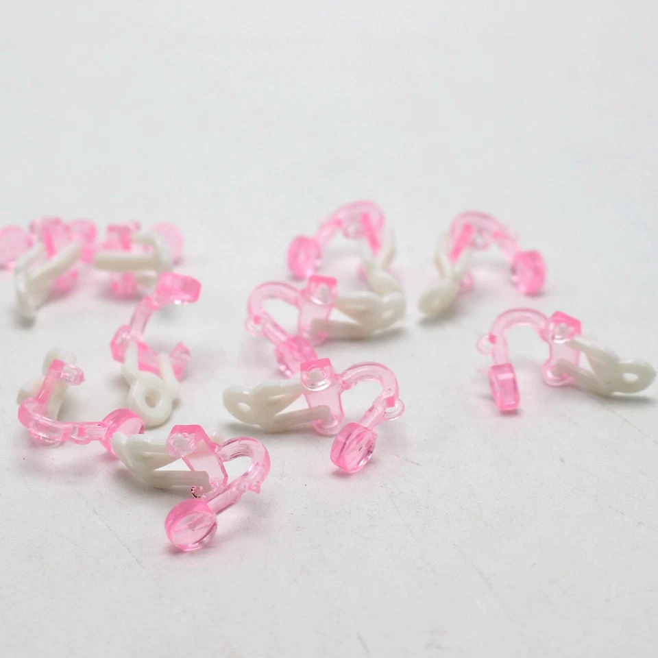50 ganchos de plástico rosa con clip para pendientes a presión con lazo palanca trasera pendientes para niños Foto 3 de 4