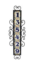 6 Mexican FLOWER HOUSE  NUMBER Tiles & Iron Frame Vertical