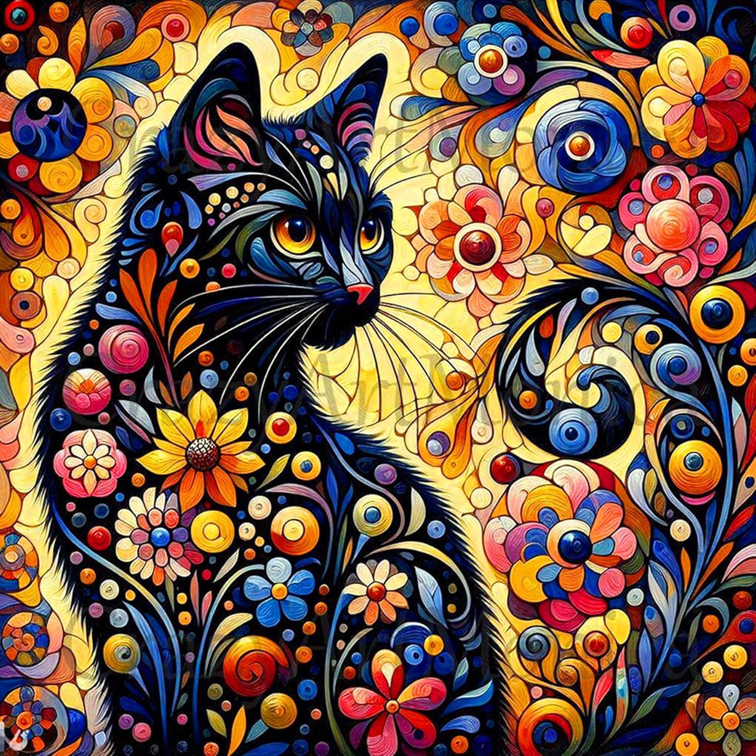 Cat Diamond Painting Kits for Adults Beginners - Black Cat Diamond Art Kits for 