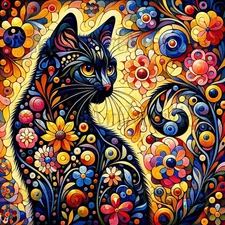 Cat Diamond Painting Kits for Adults Beginners - Black Cat Diamond Art Kits for 