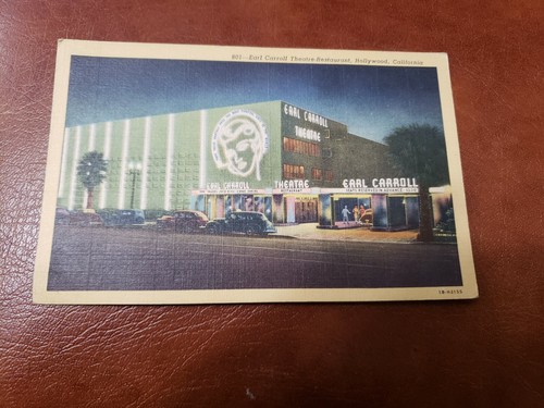 Old Earl Carroll Theatre & Restaurant Hollywood Postcard Art Deco - Picture 3 of 4