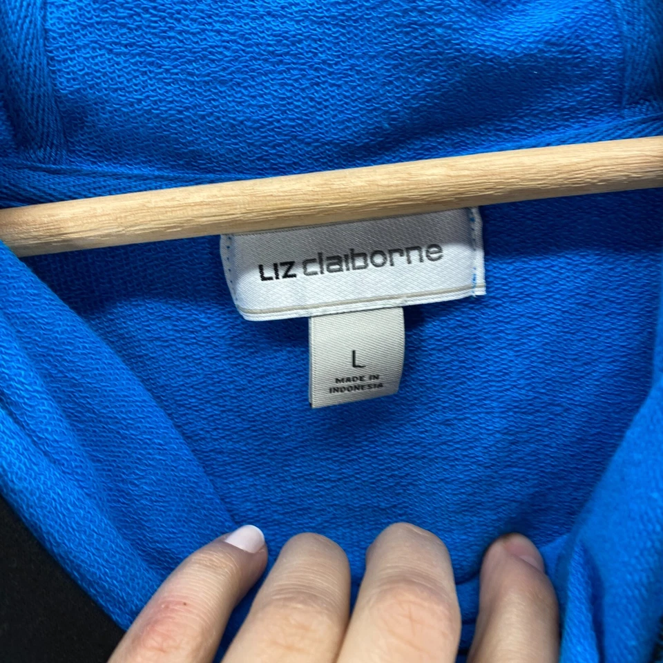 Sudadera con Capucha Liz Claiborne Mujer L Grande Azul Con Capucha Manga Larga Capucha Cuello Bolsillos Foto 4 de 4