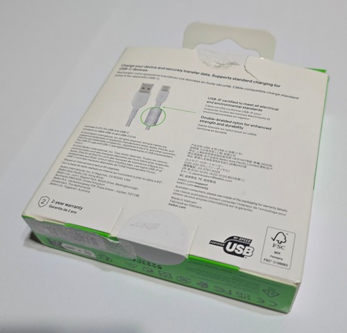 NEW Original White Belkin Boost Charge Braided USB-A to USB-C Cable 3.3ft/1M - Picture 5 of 7