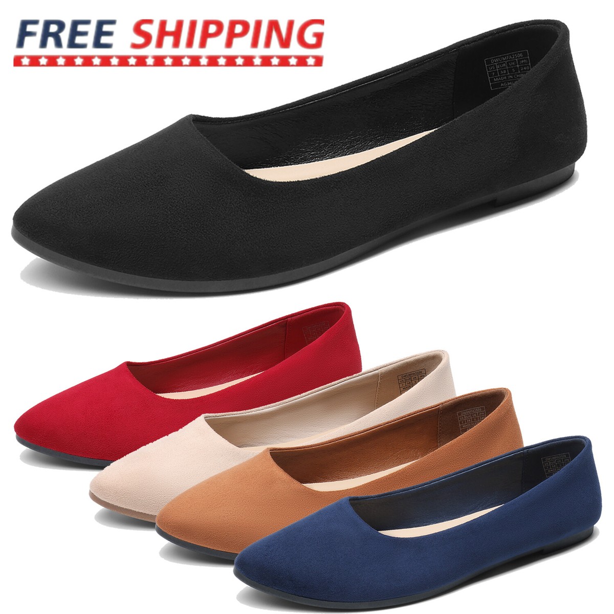 Women's Flat Shoes Comfortable Lightweight Ballet Flats Shoes Slip