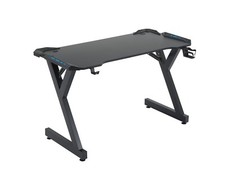 Gaming Desk LED RGB Computer Table Workstation w/ Cup Holder & Headphone Hook