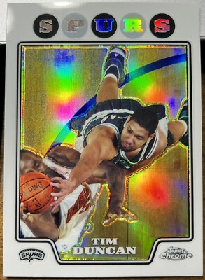 2008-09 TOPPS CHROME TIM DUNCAN SP REFRACTOR CARD #21 SPURS RARE 