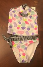 NWT Jantzen Girls Tankini 4T Multi Pineapple Print Two Piece Swimsuit UPF 50 