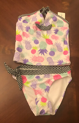 NWT Jantzen Girls 4T Multi Pineapple Print 2 Pc Tankini Swimsuit UPF 50+