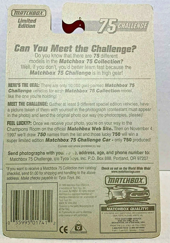 DODGE VIPER RT/10 1997 MATCHBOX 75 CHALLENGE LIMITED EDITION 1/10,000  - Image 3 of 3