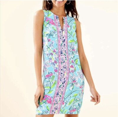 LILLY PULITZER Women's Bali Blue Kelby Stretch Shift Sway This Way Dress Sz  2 | eBay