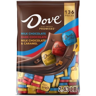 DOVE PROMISES Milk Chocolate,Dark Chocolate&Caramel Chocolate Variety Bag,38.9oz