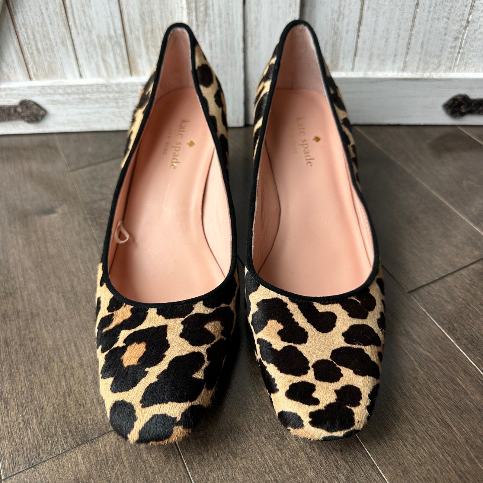 Kate Spade Leopard Print Cow Fur Fall Holidays Classic Block Heel 7M thumbnail 2