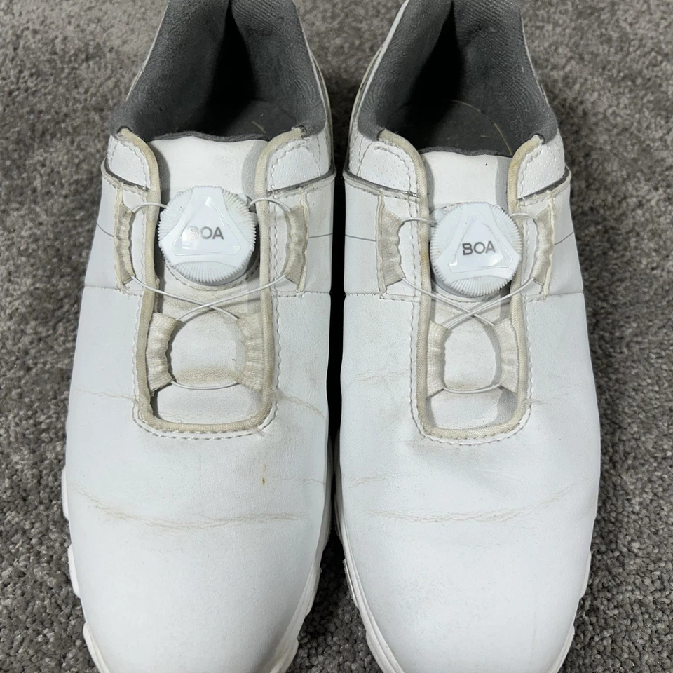 Zapatos de golf FootJoy PRO SL BOA 45031 Junior talla 4 M de cuero blanco con clavos usados Foto 4 de 4