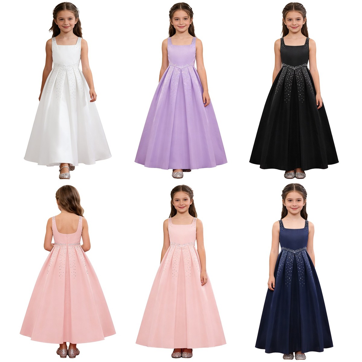 Kids Girls Dress Long Evening High Waist Ball Gown Birthday Communion  Baptism | eBay