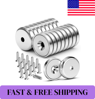16Pack 40LBS Strong Magnets with Holes, Round Cup Magnets with Screws for Wall M