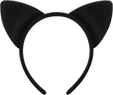 Halloween Black Furry Cat Ears Headband Accessories for Women   One Size,