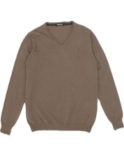 REFRIGUE Maglione Uomo Scollo a V Maglione Grande Marrone Viscosa VY05