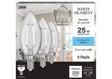 5x 3Packs 25-Watt Equivalent B10 E12 Candelabra Dimmable White Filament Clear