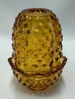 Vintage Fenton Amber Hobnail Fairy Lamp Glass Candle Holder Orange