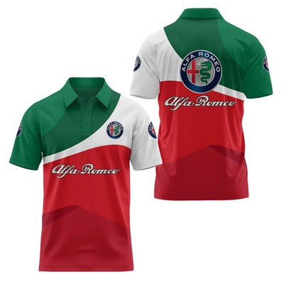 NEW!  Alfa Romeo Logo Green White Red Polo Men's Shirt All Size - S-5XL