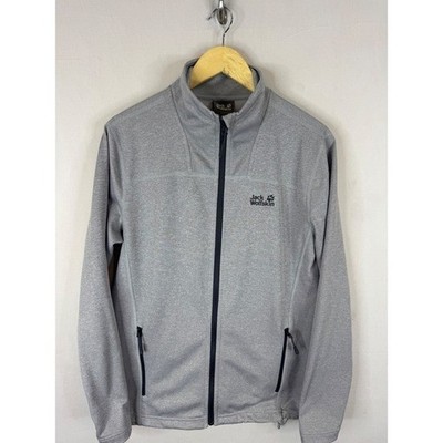 Jack Wolfskin Mens Full Zip Fleece Jacket Grey Mock Neck Small S