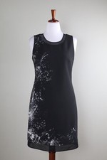 ELIE TAHARI $278 Mesh Trim Abstract Print Lined Sleeveless Shift Dress Size 8