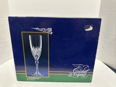 4 Cristal d Arques Fontenay Champagne Flutes 5 3/4 oz  24% Lead Crystal  France
