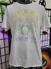 Queen Tour 75 T Shirt Mens Large White Pastel Crest Official Band Merch Graphic